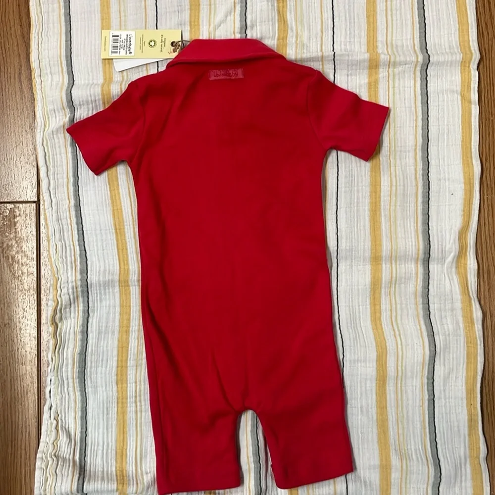 L'ovedbaby Red Short-Sleeve One-Piece Romper